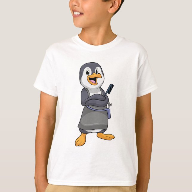 Penguin as Hair stylist with Comb T-Shirt (Front)