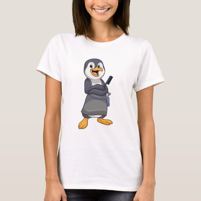 Penguin as Hair stylist with Comb T-Shirt (Front)