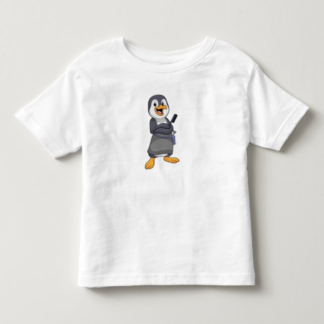 Penguin as Hair stylist with Comb Toddler T-shirt (Front)