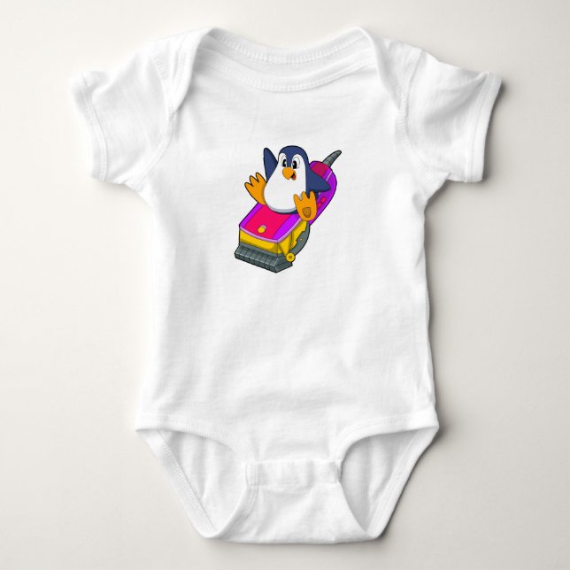 Penguin as Hairdresser with Razor Baby Bodysuit (Front)