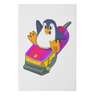 Penguin as Hairdresser with Razor Faux Canvas Print