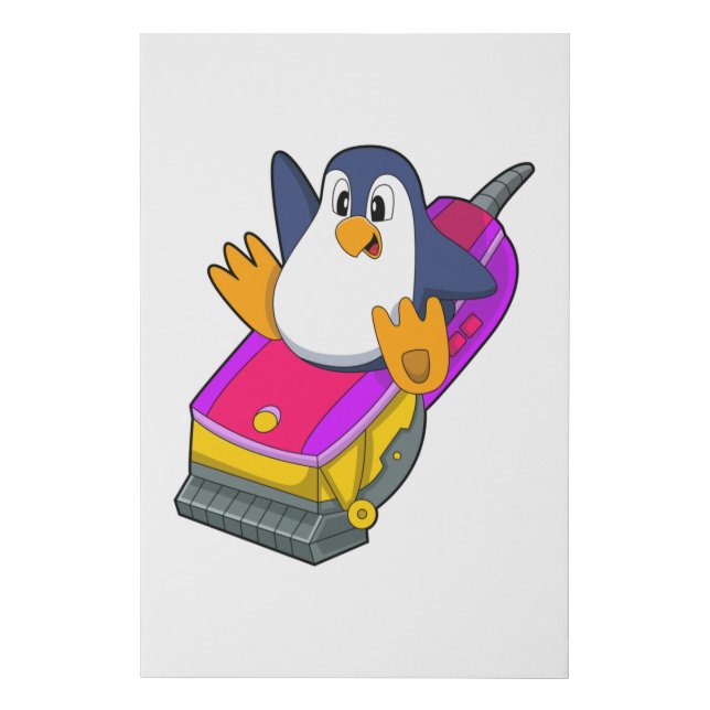 Penguin as Hairdresser with Razor Faux Canvas Print (Front)