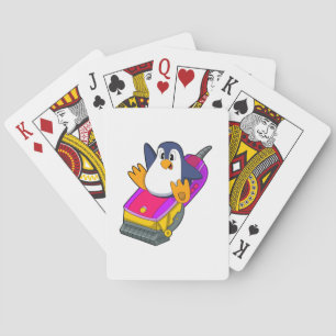 Penguin as Hairdresser with Razor Poker Cards