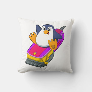 Penguin as Hairdresser with Razor Throw Pillow