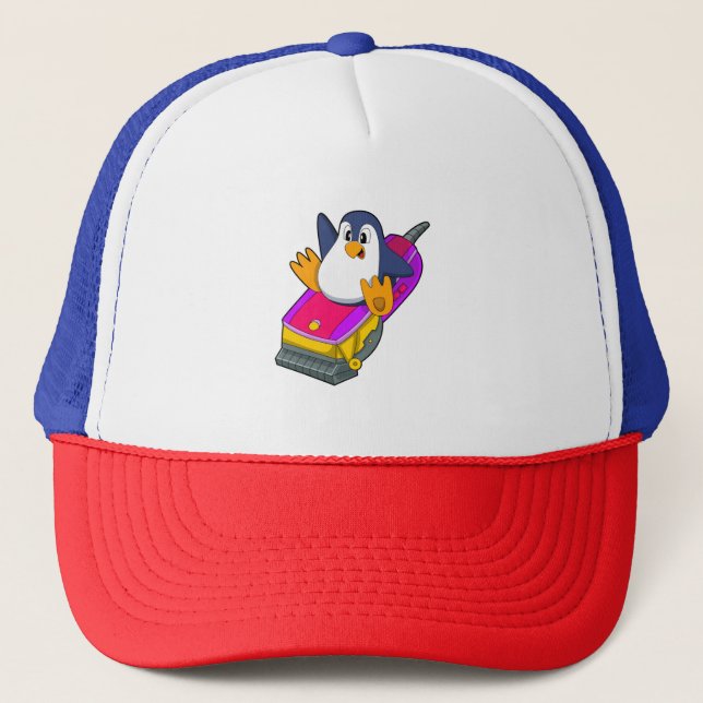 Penguin as Hairdresser with Razor Trucker Hat (Front)