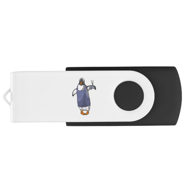 Penguin as Hairdresser with Scissors Flash Drive (Back)