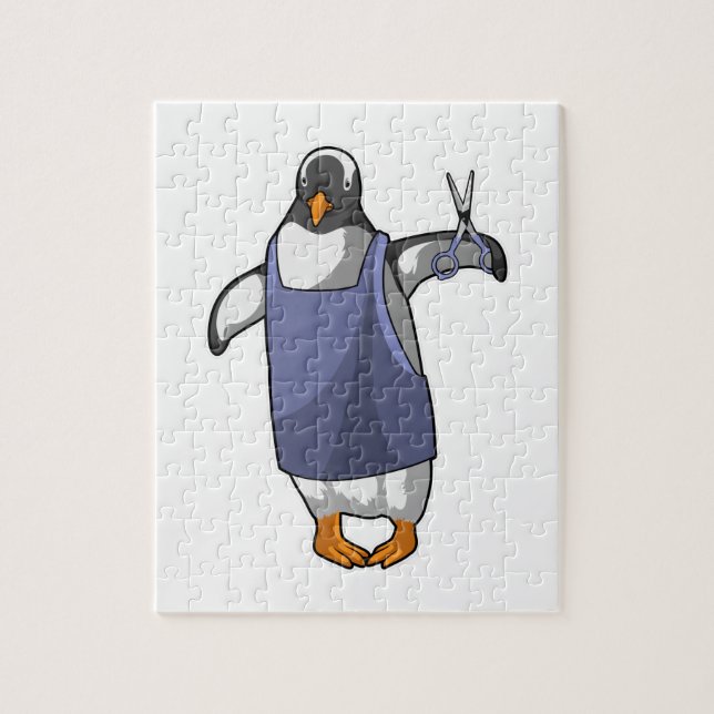 Penguin as Hairdresser with Scissors Jigsaw Puzzle (Vertical)