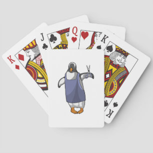 Penguin as Hairdresser with Scissors Poker Cards