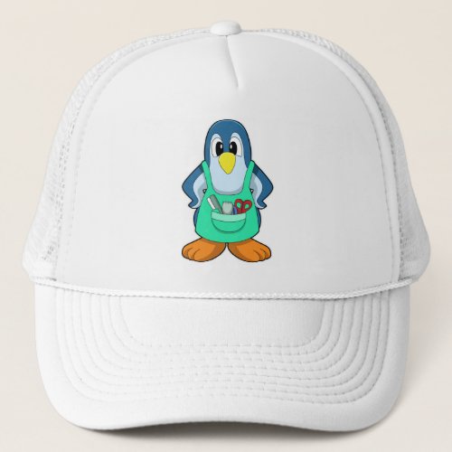 Penguin as Hairdresser with Scissors  Razor Trucker Hat