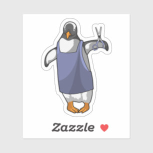 Penguin as Hairdresser with Scissors Sticker