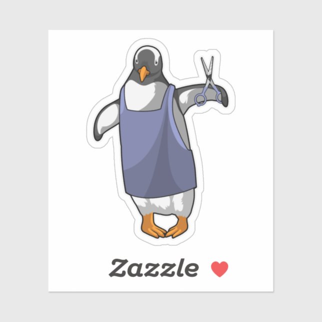 Penguin as Hairdresser with Scissors Sticker (Sheet)