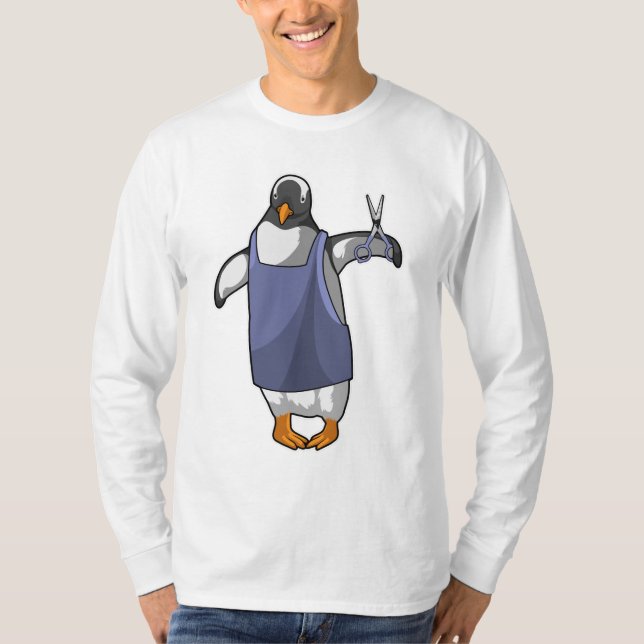Penguin as Hairdresser with Scissors T-Shirt (Front)