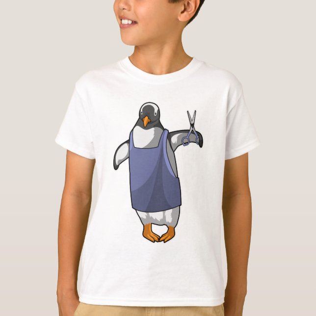 Penguin as Hairdresser with Scissors T-Shirt (Front)