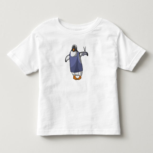 Penguin as Hairdresser with Scissors Toddler T-shirt (Front)