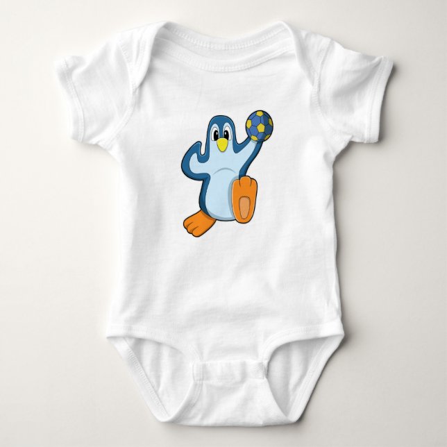 Penguin as Handball player with Handball Baby Bodysuit (Front)