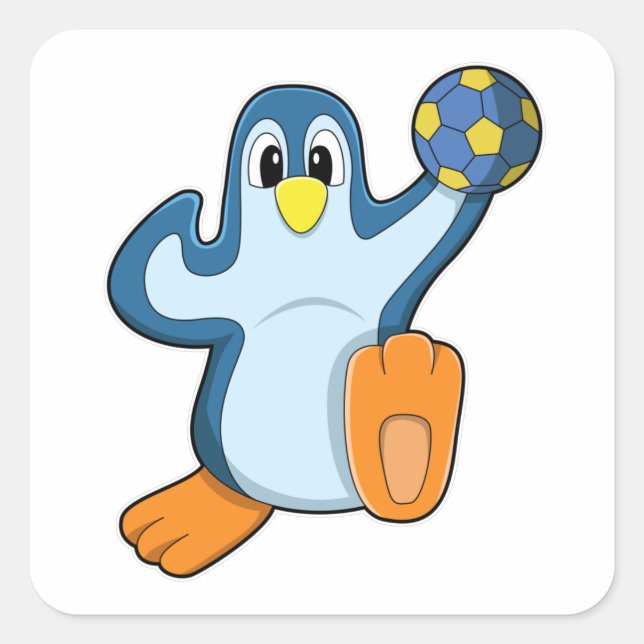 Penguin as Handball player with Handball Square Sticker (Front)