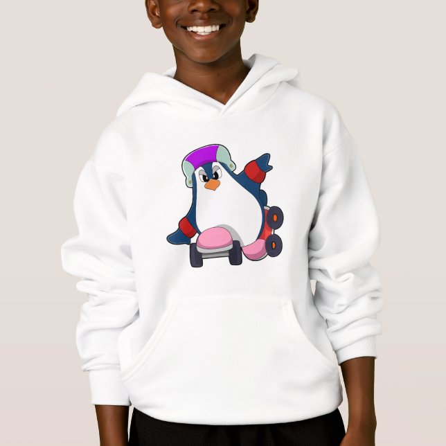 Penguin as Inline Skater with Inline Skates Hoodie (Front)