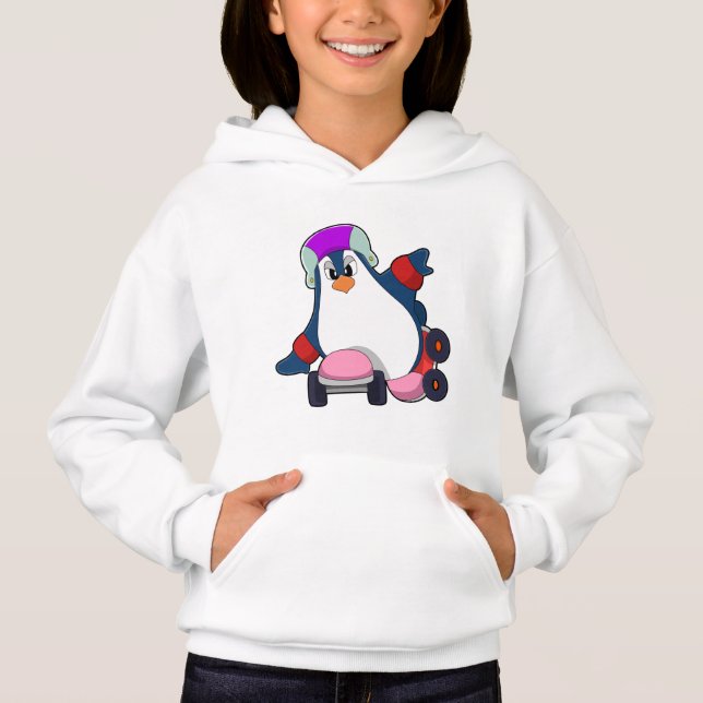 Penguin as Inline Skater with Inline Skates Hoodie (Front)