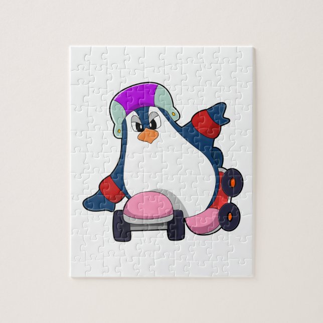 Penguin as Inline Skater with Inline Skates Jigsaw Puzzle (Vertical)