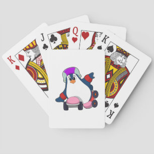 Penguin as Inline Skater with Inline Skates Poker Cards
