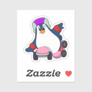 Penguin as Inline Skater with Inline Skates Sticker