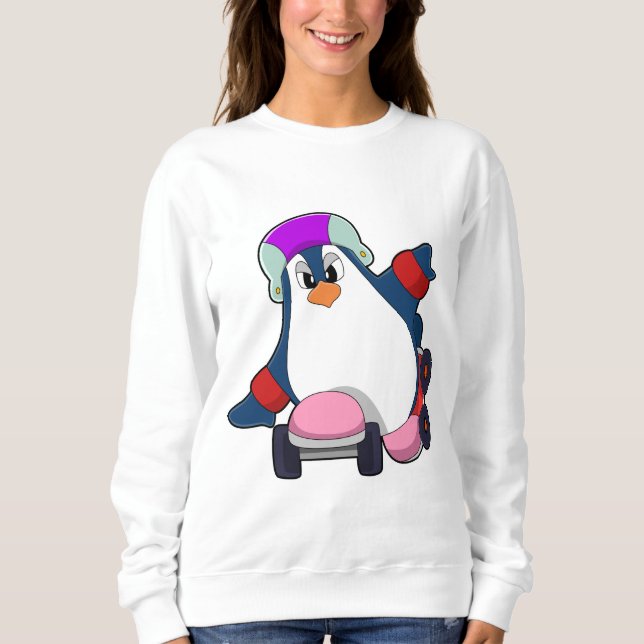 Penguin as Inline Skater with Inline Skates Sweatshirt (Front)