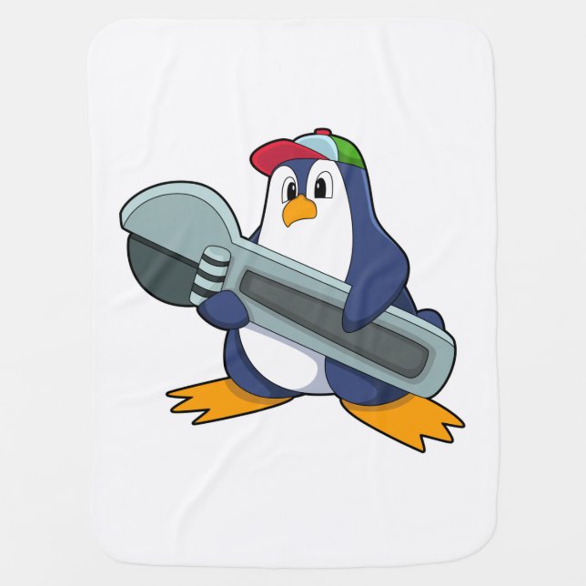 Penguin as Mechaic with Tool Baby Blanket (Front)