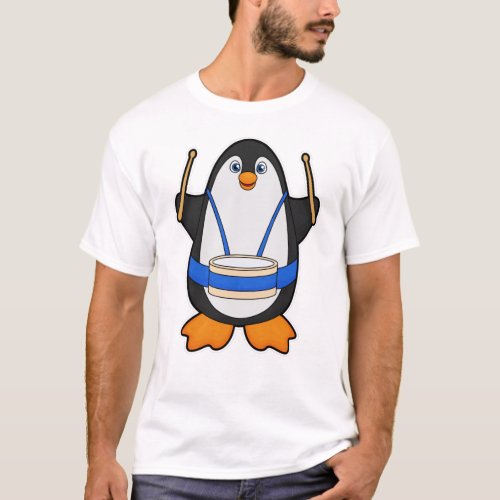 Penguin as Musician with Drum T_Shirt