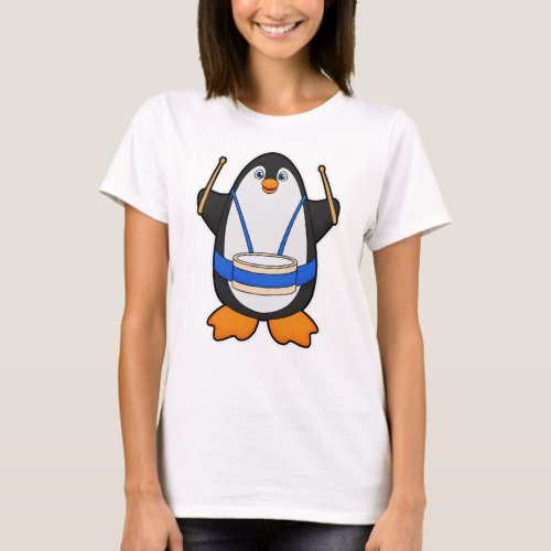 Penguin as Musician with Drum T_Shirt