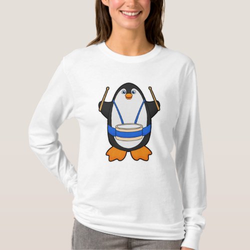 Penguin as Musician with Drum T_Shirt