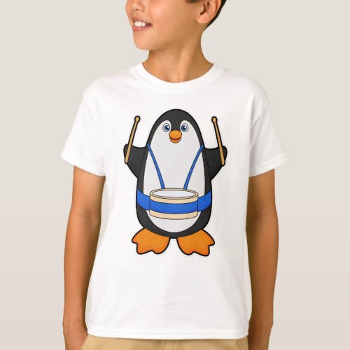 Penguin as Musician with Drum T_Shirt