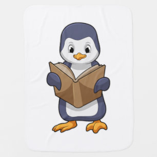 Penguin as Nerd with Book Baby Blanket