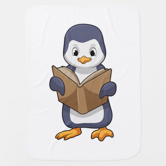 Penguin as Nerd with Book Baby Blanket (Front)