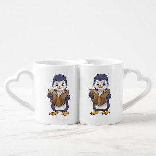 Penguin as Nerd with Book Coffee Mug Set