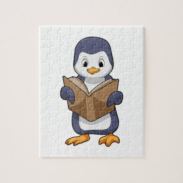 Penguin as Nerd with Book Jigsaw Puzzle (Vertical)