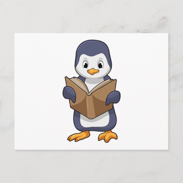 Penguin as Nerd with Book Postcard (Front)