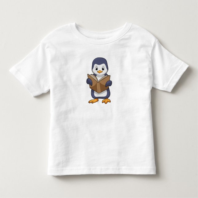 Penguin as Nerd with Book Toddler T-shirt (Front)