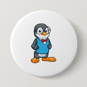 Penguin as Nerd with Glasses Button