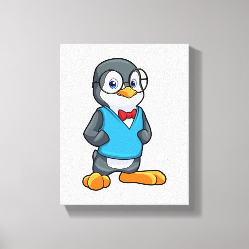 Penguin as Nerd with Glasses Canvas Print