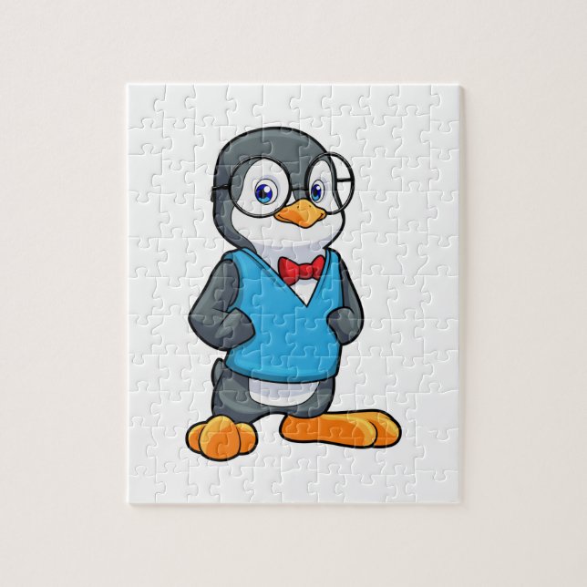 Penguin as Nerd with Glasses Jigsaw Puzzle (Vertical)