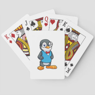 Penguin as Nerd with Glasses Poker Cards