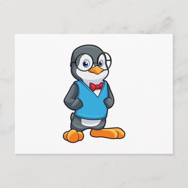 Penguin as Nerd with Glasses Postcard (Front)