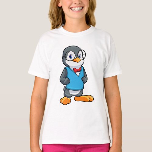 Penguin as Nerd with Glasses T_Shirt