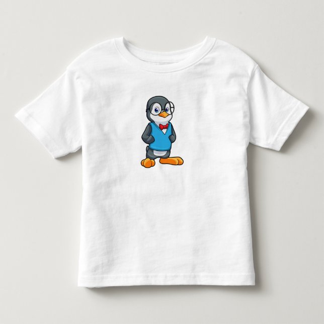 Penguin as Nerd with Glasses Toddler T-shirt (Front)