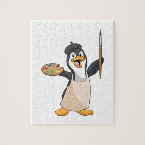 Penguin as Painter with Paint brush  Color Jigsaw Puzzle