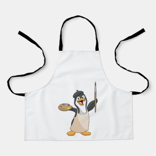 Penguin as Painter with Paint brush  Colour Apron