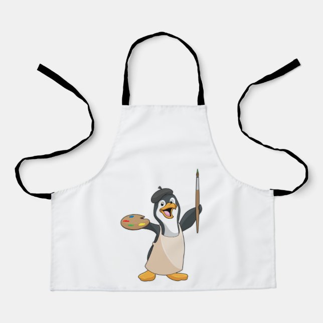 Penguin as Painter with Paint brush & Colour Apron (Front)