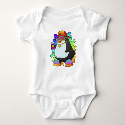 Penguin as Painter with Spray Baby Bodysuit