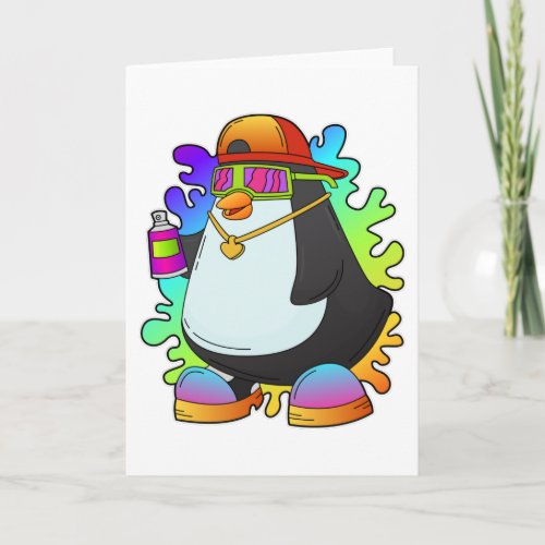 Penguin as Painter with Spray Card