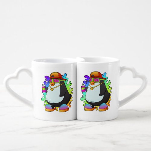 Penguin as Painter with Spray Coffee Mug Set
